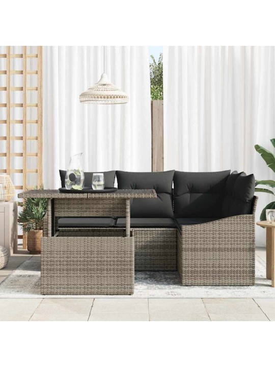 Dārza dīvānu komplekts 5 pcs pelēka 100 x 55 x 73 cm