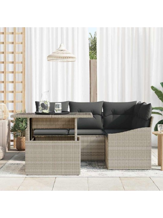 Dārza dīvānu komplekts 5 pcs gaiši pelēka 100 x 55 x 73 cm