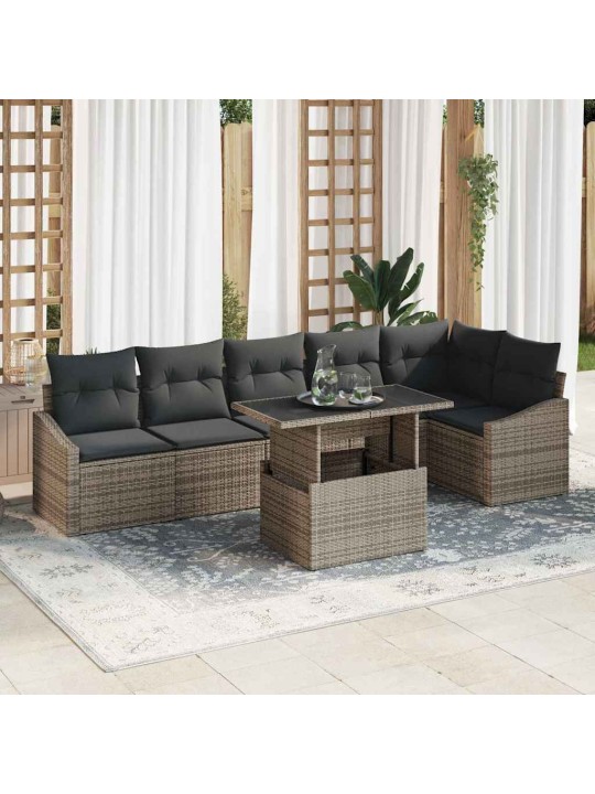 Dārza dīvānu komplekts 7 pcs pelēka 100 x 55 x 73 cm