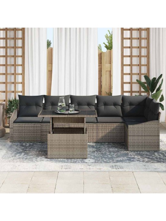 Dārza dīvānu komplekts 7 pcs pelēka 100 x 55 x 73 cm