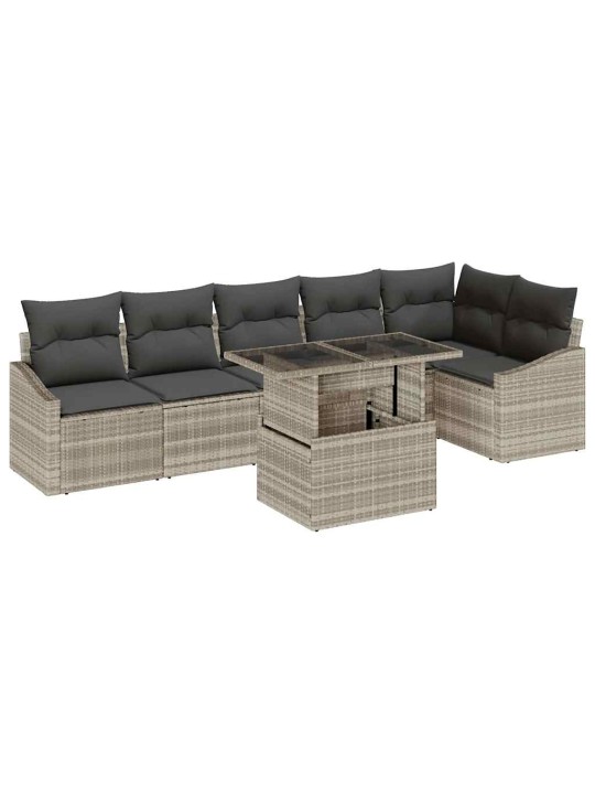 Dārza dīvānu komplekts 7 pcs gaiši pelēka 100 x 55 x 73 cm