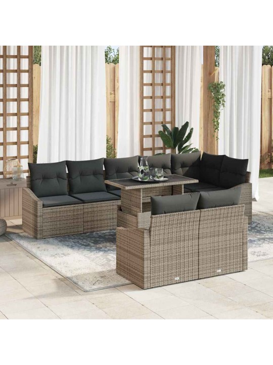 Dārza dīvānu komplekts 9 pcs pelēka 100 x 55 x 73 cm