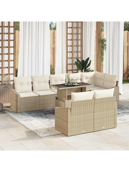 Dārza dīvānu komplekts 9 pcs bēša un krēmkrāsa 100 x 55 x 73 cm