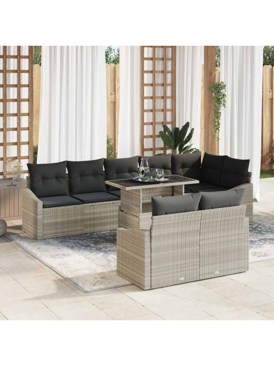Dārza dīvānu komplekts 9 pcs gaiši pelēka 100 x 55 x 73 cm