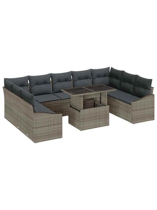 Dārza dīvānu komplekts 10 pcs pelēka 100 x 55 x 73 cm
