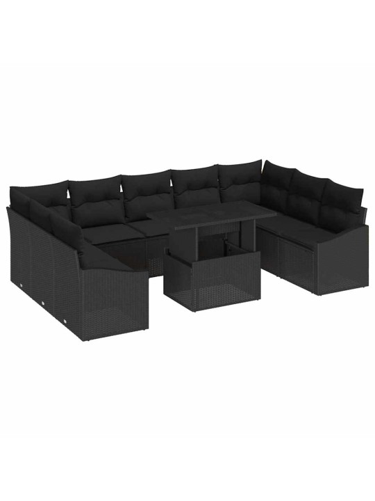 Dārza dīvānu komplekts 10 pcs melna 100 x 55 x 73 cm