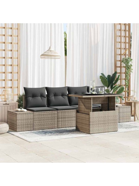 Dārza dīvānu komplekts 5 pcs pelēka 100 x 55 x 73 cm