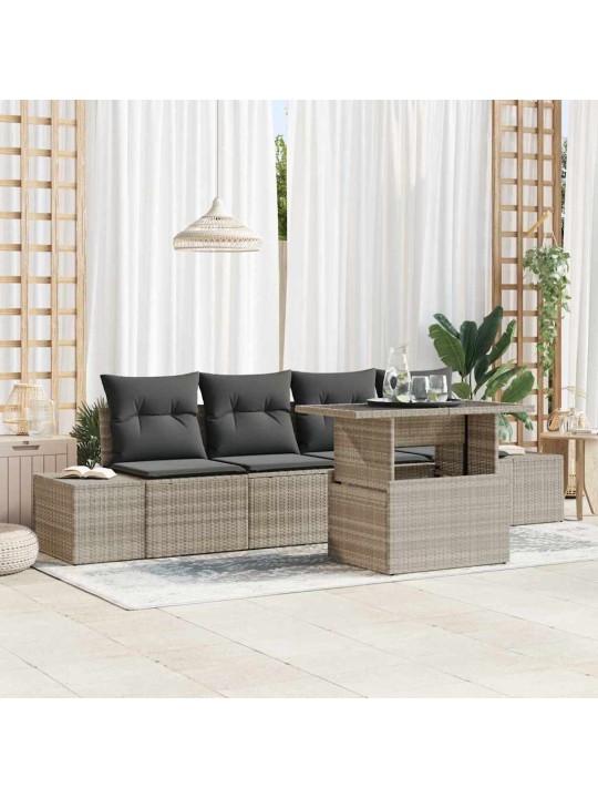 Dārza dīvānu komplekts 5 pcs gaiši pelēka 100 x 55 x 73 cm