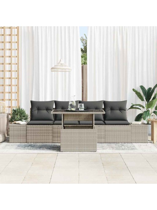 Dārza dīvānu komplekts 5 pcs gaiši pelēka 100 x 55 x 73 cm