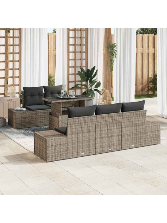 Dārza dīvānu komplekts 6 pcs pelēka 100 x 55 x 73 cm