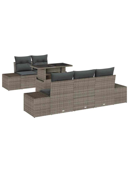 Dārza dīvānu komplekts 6 pcs pelēka 100 x 55 x 73 cm