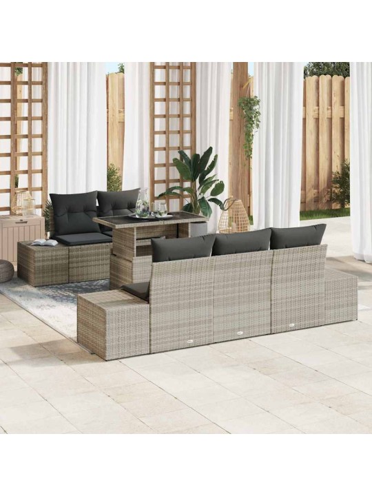 Dārza dīvānu komplekts 6 pcs gaiši pelēka 100 x 55 x 73 cm