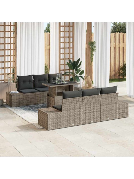 Dārza dīvānu komplekts manuāls 7 pcs pelēka 100 x 55 x 73 cm