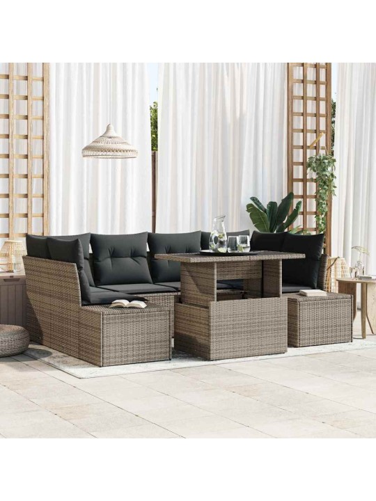 Dārza dīvānu komplekts 7 pcs pelēka 100 x 55 x 73 cm
