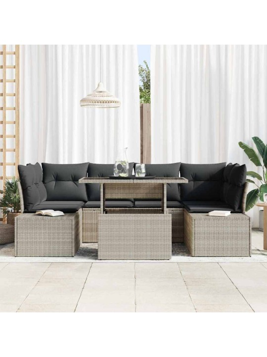 Dārza dīvānu komplekts 7 pcs gaiši pelēka 100 x 55 x 73 cm