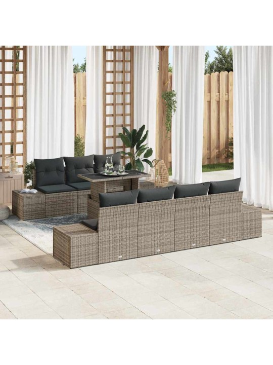 Dārza dīvānu komplekts 8 pcs pelēka 100 x 55 x 73 cm