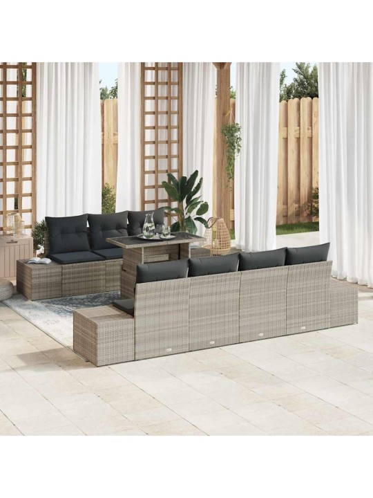 Dārza dīvānu komplekts 8 pcs gaiši pelēka 100 x 55 x 73 cm