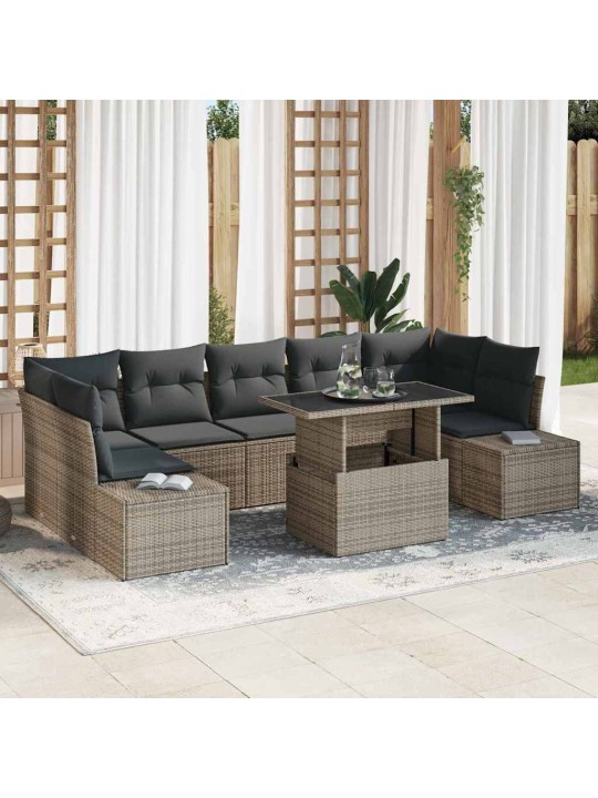 Dārza dīvānu komplekts 8 pcs pelēka 100 x 55 x 73 cm