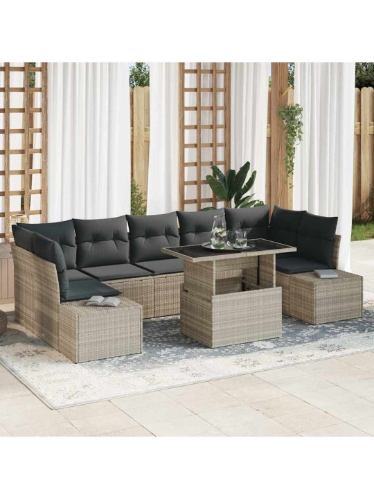 Dārza dīvānu komplekts 8 pcs gaiši pelēka 100 x 55 x 73 cm