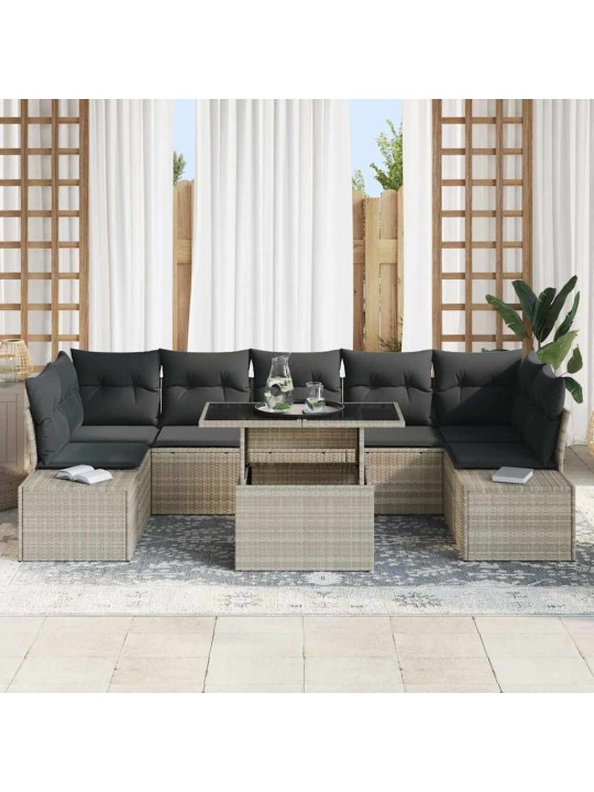 Dārza dīvānu komplekts 8 pcs gaiši pelēka 100 x 55 x 73 cm
