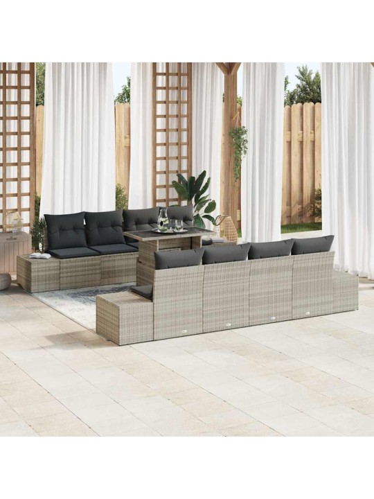 Dārza dīvānu komplekts 7 pcs gaiši pelēka 100 x 55 x 73 cm