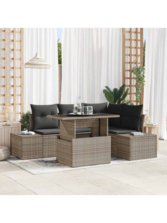 Dārza dīvānu komplekts 5 pcs pelēka 100 x 55 x 73 cm