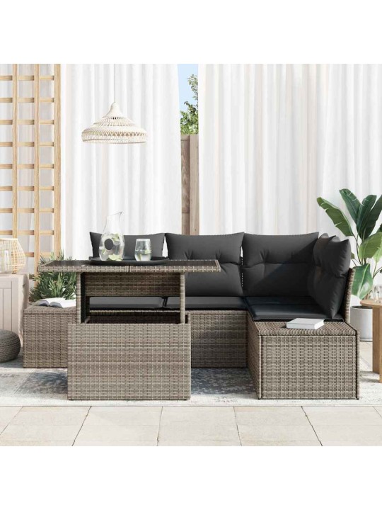 Dārza dīvānu komplekts 5 pcs pelēka 100 x 55 x 73 cm
