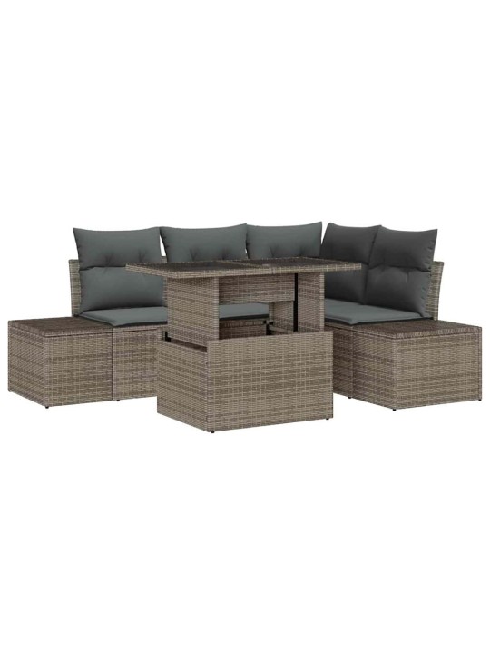 Dārza dīvānu komplekts 5 pcs pelēka 100 x 55 x 73 cm