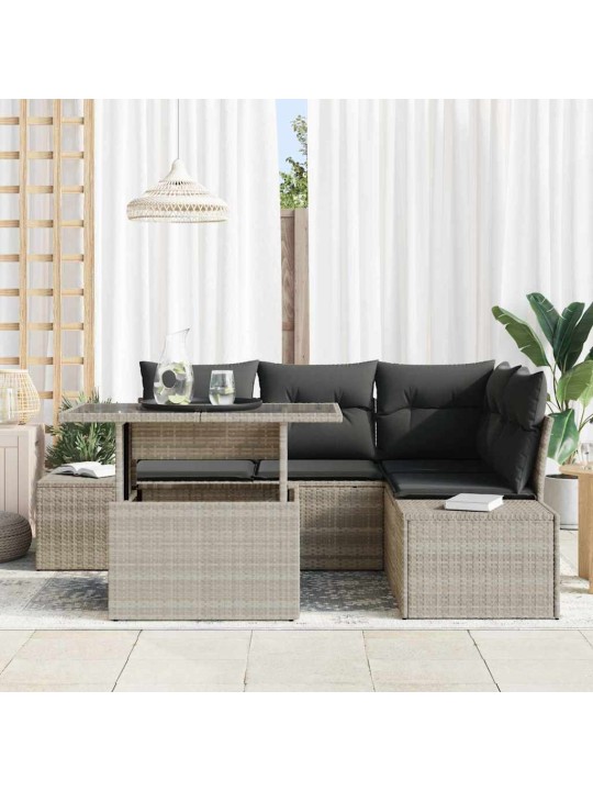 Dārza dīvānu komplekts 5 pcs gaiši pelēka 100 x 55 x 73 cm