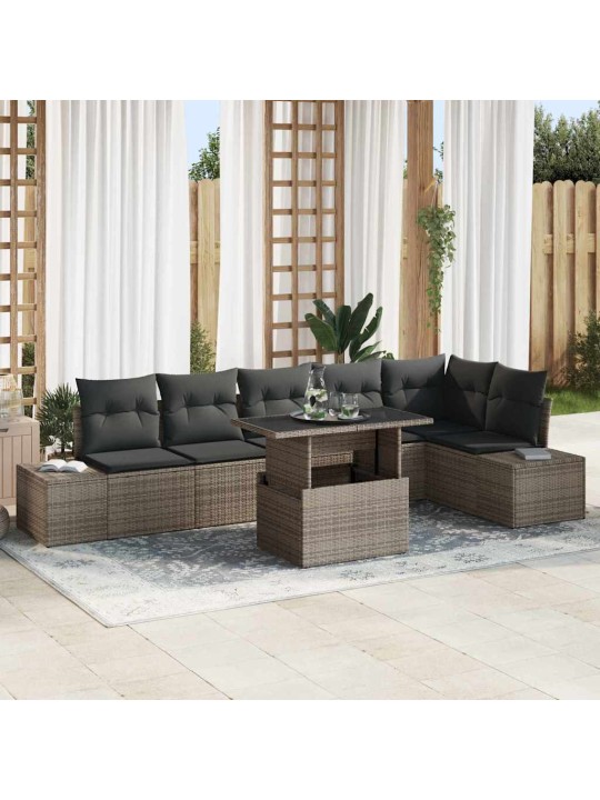 Dārza dīvānu komplekts 7 pcs pelēka 100 x 55 x 73 cm