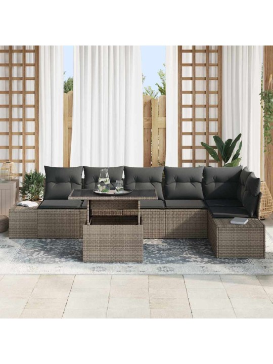 Dārza dīvānu komplekts 7 pcs pelēka 100 x 55 x 73 cm
