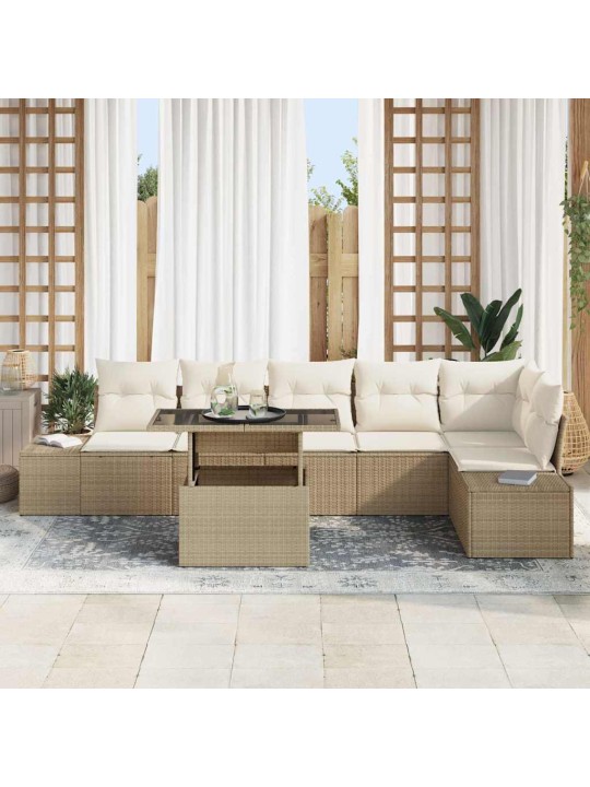 Dārza dīvānu komplekts 7 pcs bēša un krēmkrāsa 100 x 55 x 73 cm