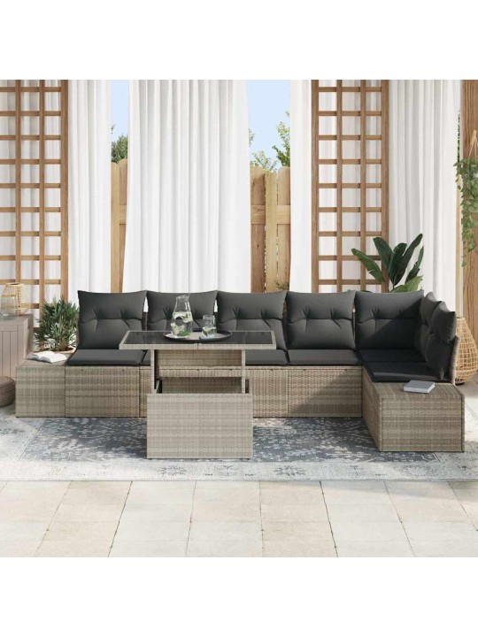 Dārza dīvānu komplekts 7 pcs gaiši pelēka 100 x 55 x 73 cm