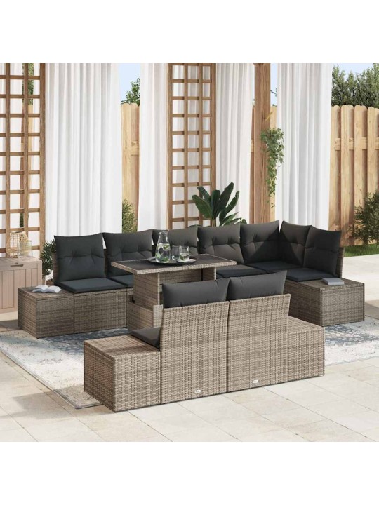 Dārza dīvānu komplekts 9 pcs pelēka 100 x 55 x 73 cm
