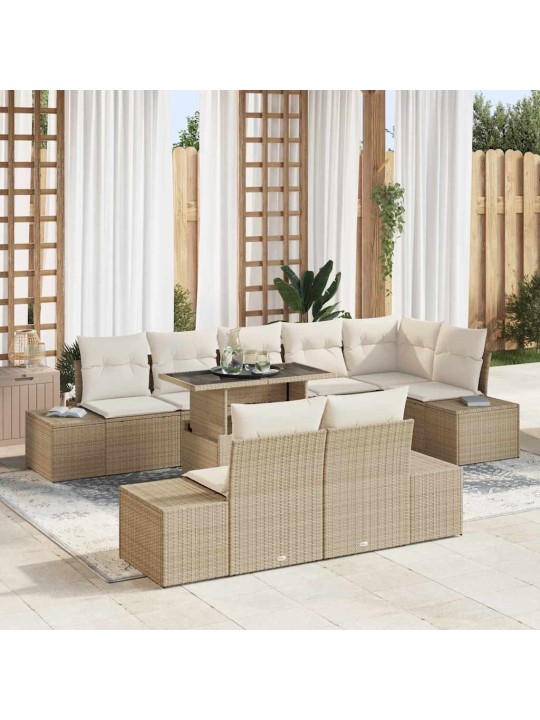 Dārza dīvānu komplekts 9 pcs bēša un krēmkrāsa 100 x 55 x 73 cm