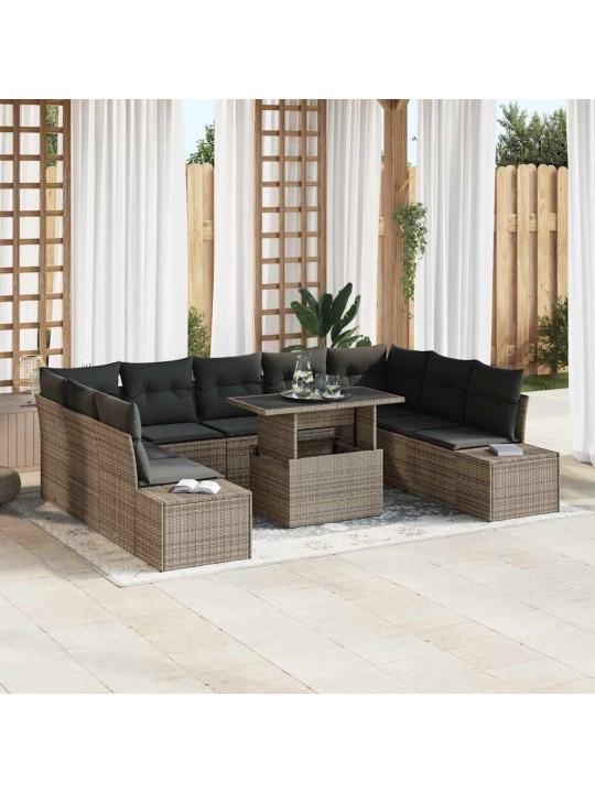 Dārza dīvānu komplekts 10 pcs pelēka 100 x 55 x 73 cm