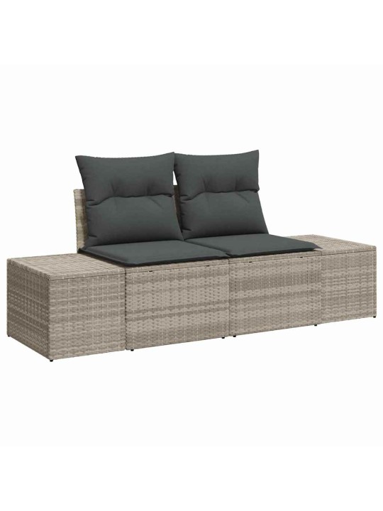 Dārza dīvānu komplekts 10 pcs gaiši pelēka 100 x 55 x 73 cm