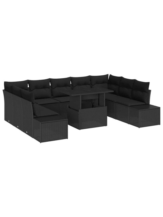 Dārza dīvānu komplekts 10 pcs melna 100 x 55 x 73 cm