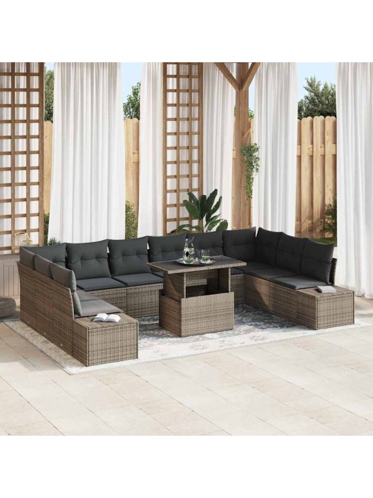 Dārza dīvānu komplekts 11 pcs pelēka 100 x 55 x 73 cm