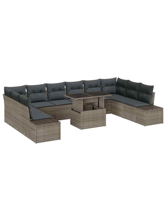 Dārza dīvānu komplekts 11 pcs pelēka 100 x 55 x 73 cm