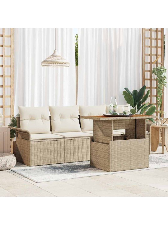 Dārza dīvānu komplekts 5 pcs bēša un krēmkrāsa 100 x 55 x 73 cm
