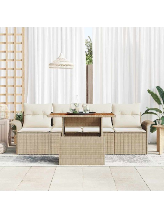 Dārza dīvānu komplekts 5 pcs bēša un krēmkrāsa 100 x 55 x 73 cm