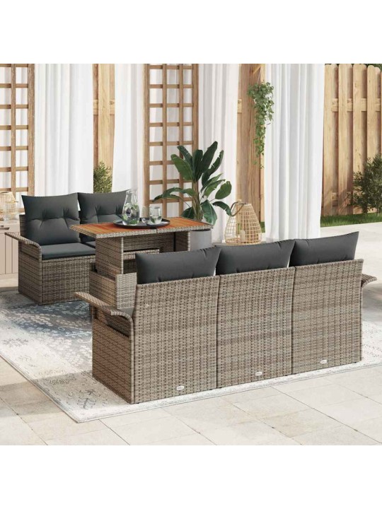 Dārza dīvānu komplekts 6 pcs pelēka 100 x 55 x 73 cm