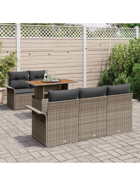 Dārza dīvānu komplekts 6 pcs pelēka 100 x 55 x 73 cm