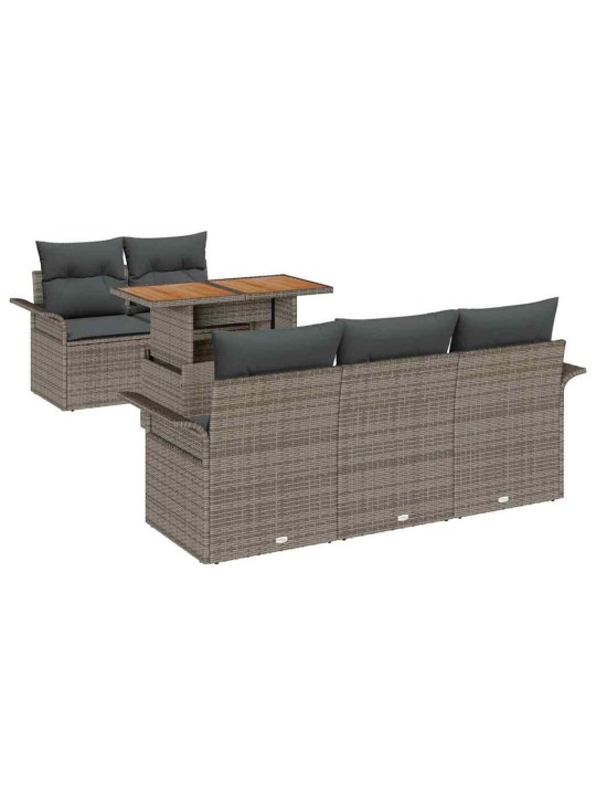 Dārza dīvānu komplekts 6 pcs pelēka 100 x 55 x 73 cm