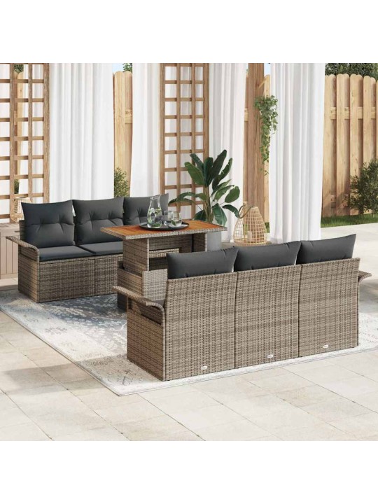 Dārza dīvānu komplekts 7 pcs pelēka 100 x 55 x 73 cm