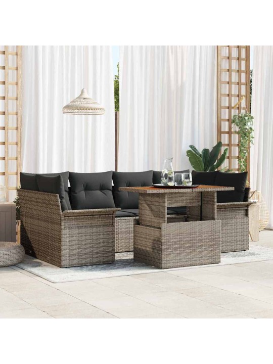 Dārza dīvānu komplekts manuāls 7 pcs pelēka 100 x 55 x 73 cm