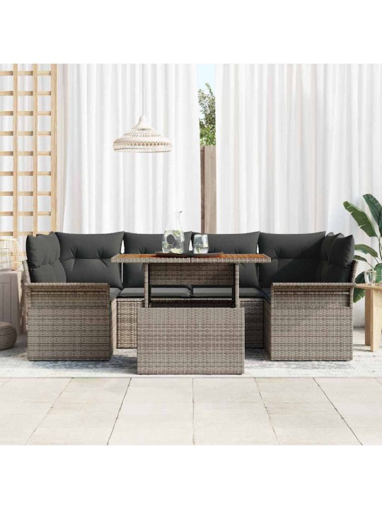 Dārza dīvānu komplekts manuāls 7 pcs pelēka 100 x 55 x 73 cm