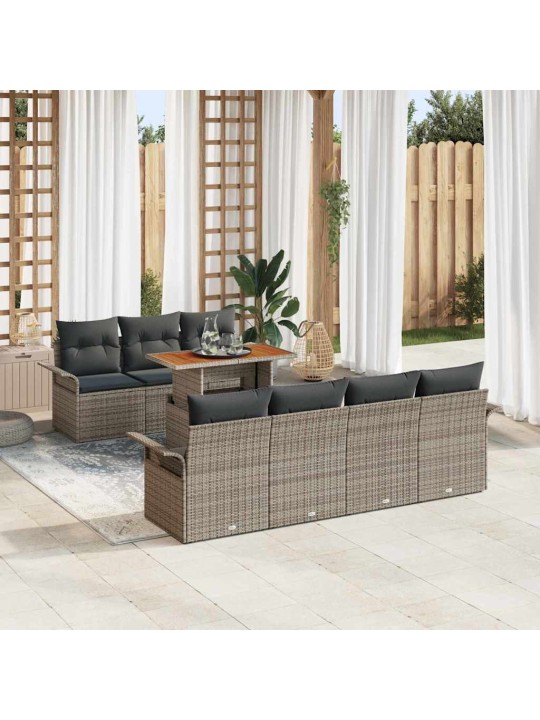 Dārza dīvānu komplekts 8 pcs pelēka 100 x 55 x 73 cm