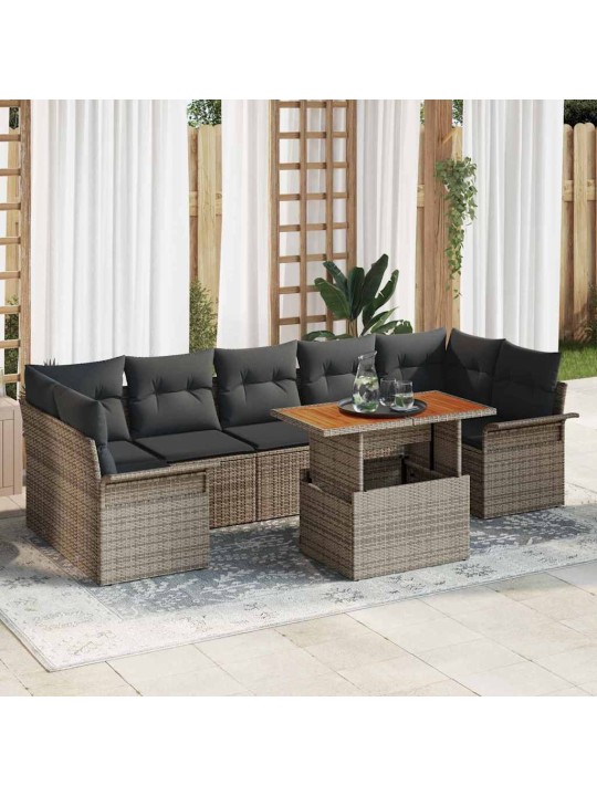 Dārza dīvānu komplekts 8 pcs pelēka 100 x 55 x 73 cm